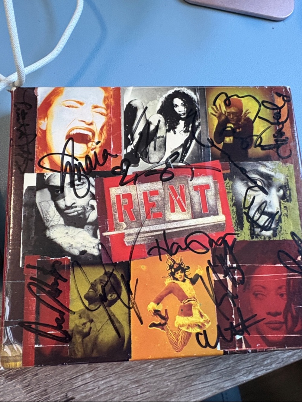 RENT Cast-Signed Original Cast Recording Cover - Red Multicolor
